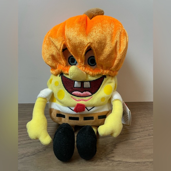 3 FOR $25: Authentic TY Beanie Babies SpongeBob SquarePants PumpkinMask, NWT - Picture 1 of 3